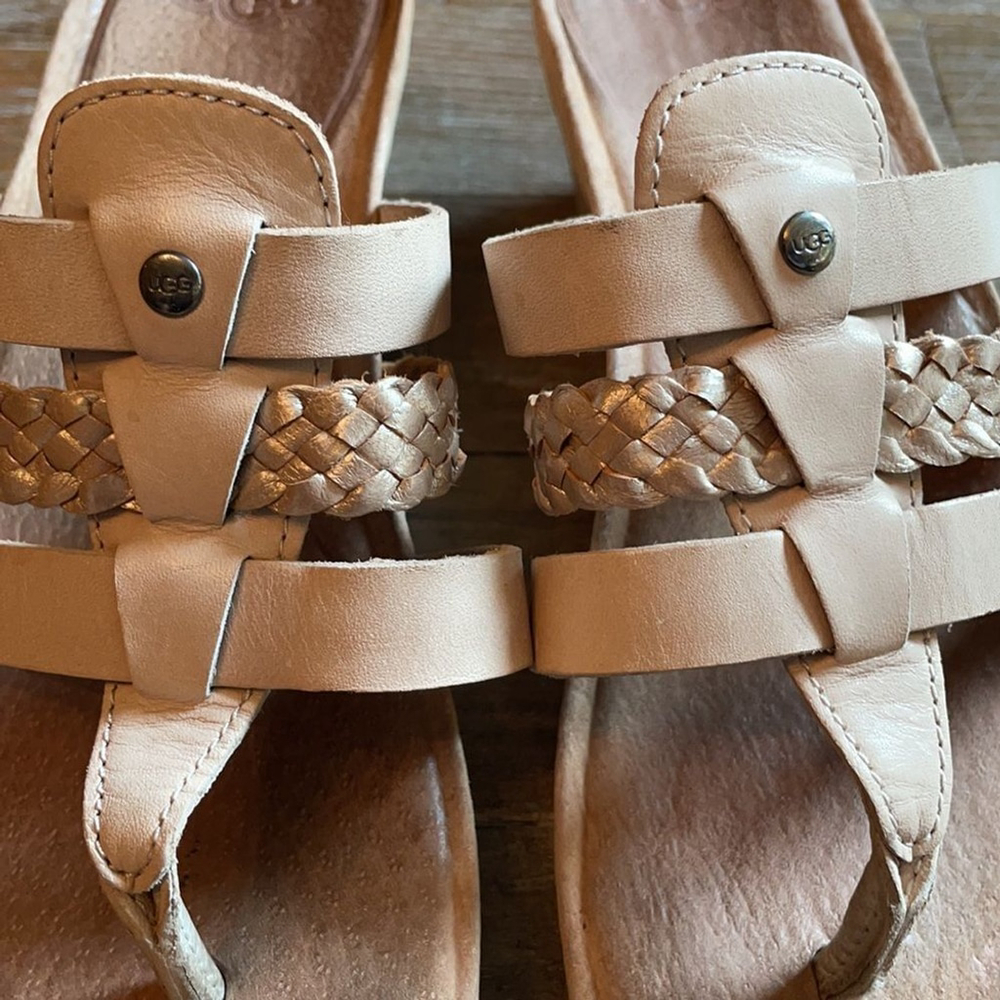 UGG Maddie Taupe Braided Wedge Heel Sandals Size 7 - Picture 9 of 16